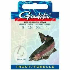 Gamakatsu BKD LS-3360B Trout Barbless Onderlijn 60cm H8 0.24mm